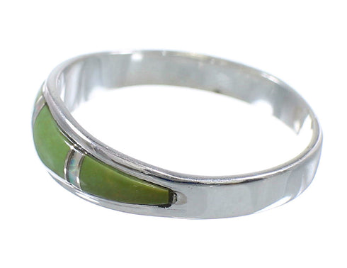 Southwest Silver Turquoise Opal Inlay Ring Size 6-3/4 RX57287